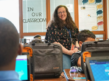 Devon Schaffran in the classroom
